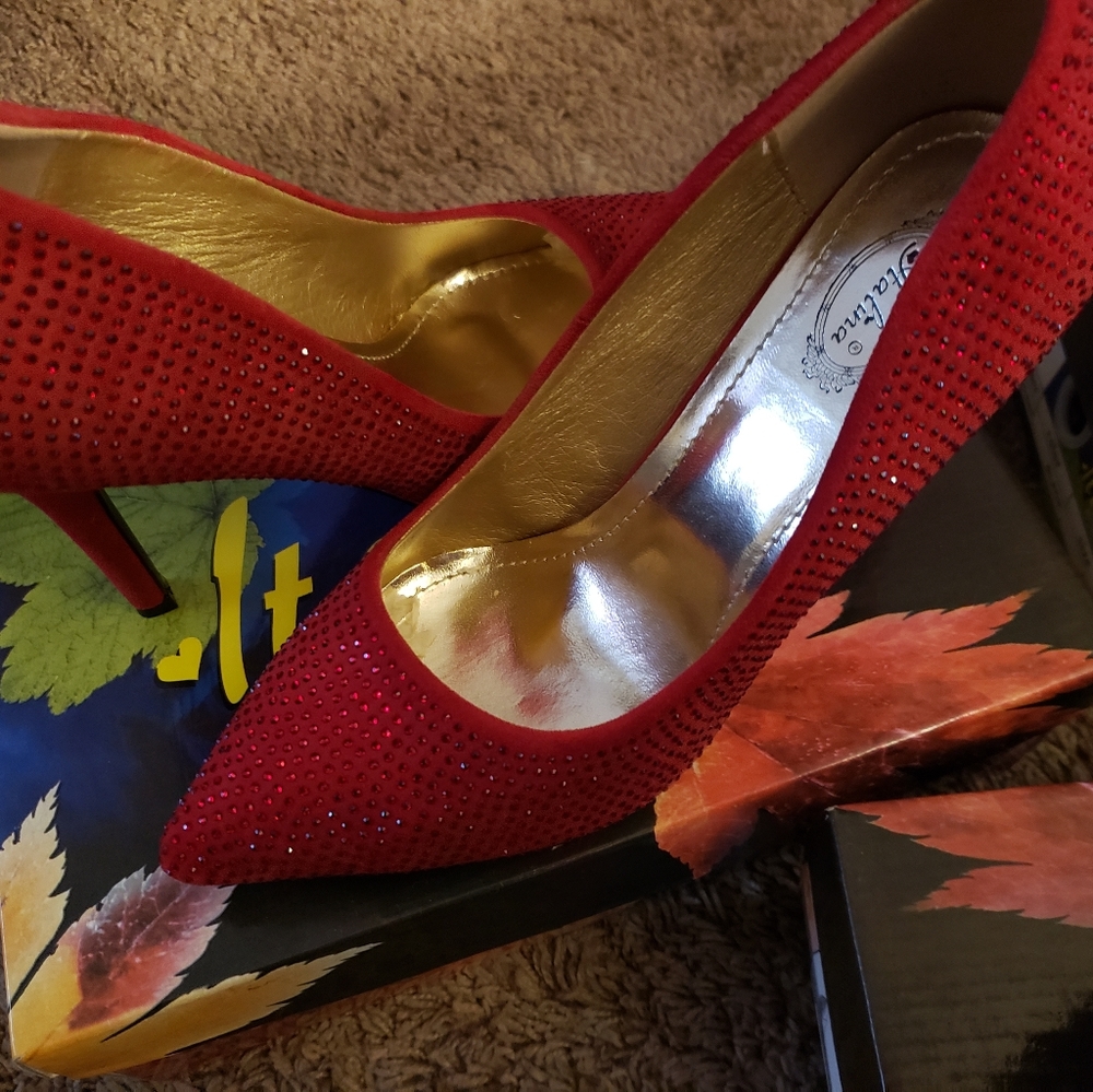 Red rhinestone shoes